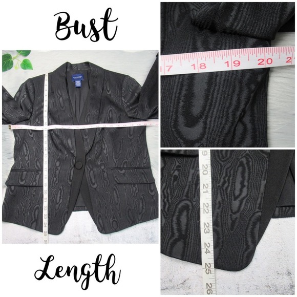 DONCASTER Black Wood Grain Pattern Fitted Jacket Blazer Women’s Size 16P - Picture 4 of 12
